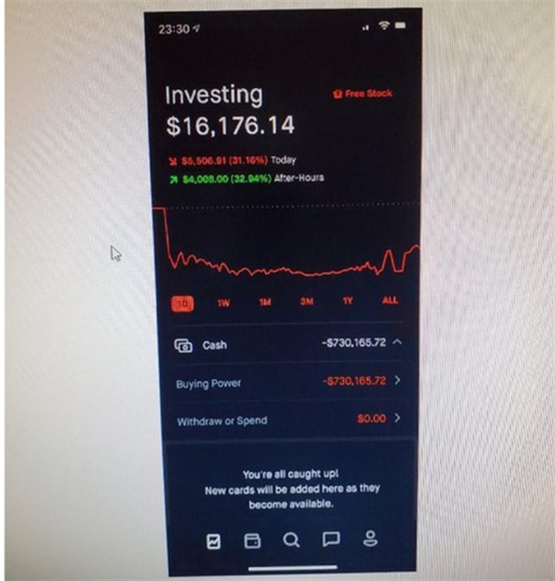死者親屬公開其 Robinhood 帳戶畫面