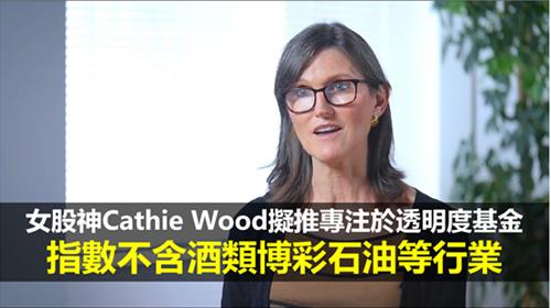 女股神Cathie Wood擬推專注於透明度基金　指數不含酒類博彩石油等行業