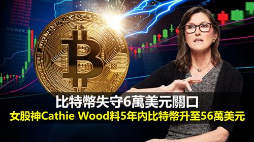 比特幣失守6萬美元關口  女股神Cathie Wood料5年內比特幣升至56萬美元　