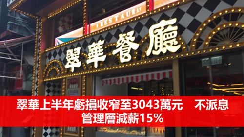 翠華上半年虧損收窄至3043萬元　不派息　管理層減薪15%