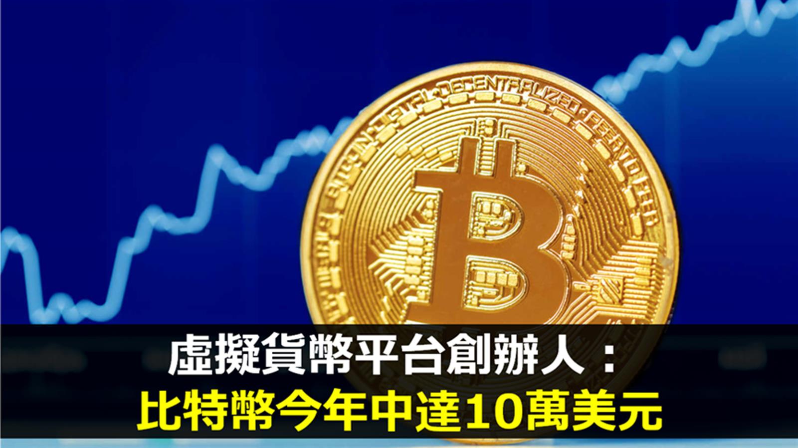 虛擬貨幣平台創辦人：比特幣今年中達10萬美元